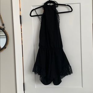 Black lace halter romper